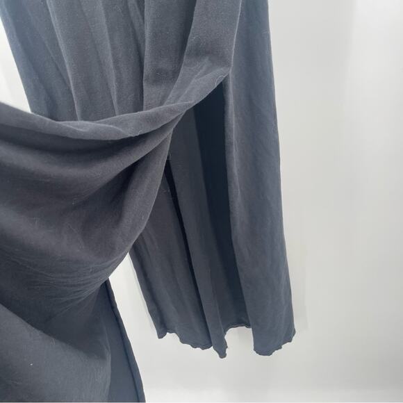 WILDFOX Small Dress Maxi Black Embroidered Logo High Side Slits Cotton Long - Picture 8 of 16